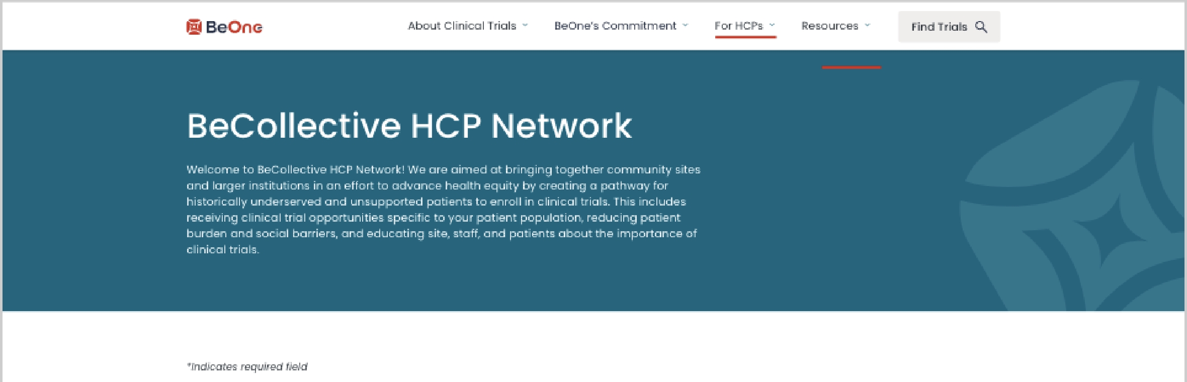BeCollective HCP Network form