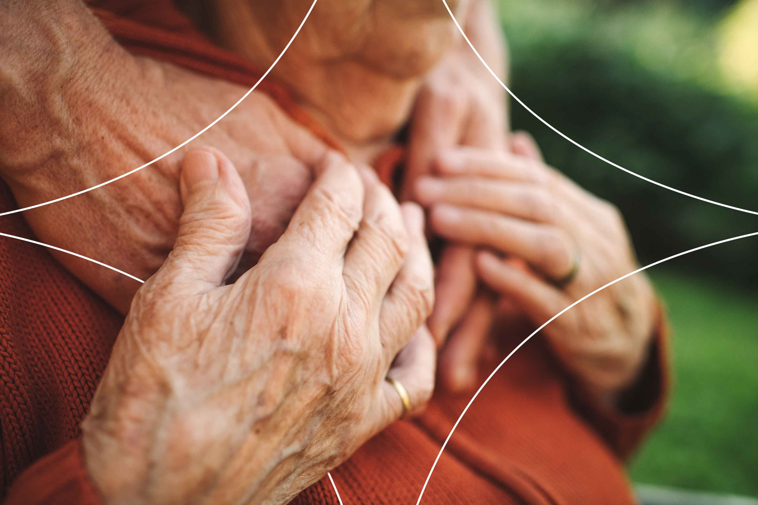 Close-up of comforting hands